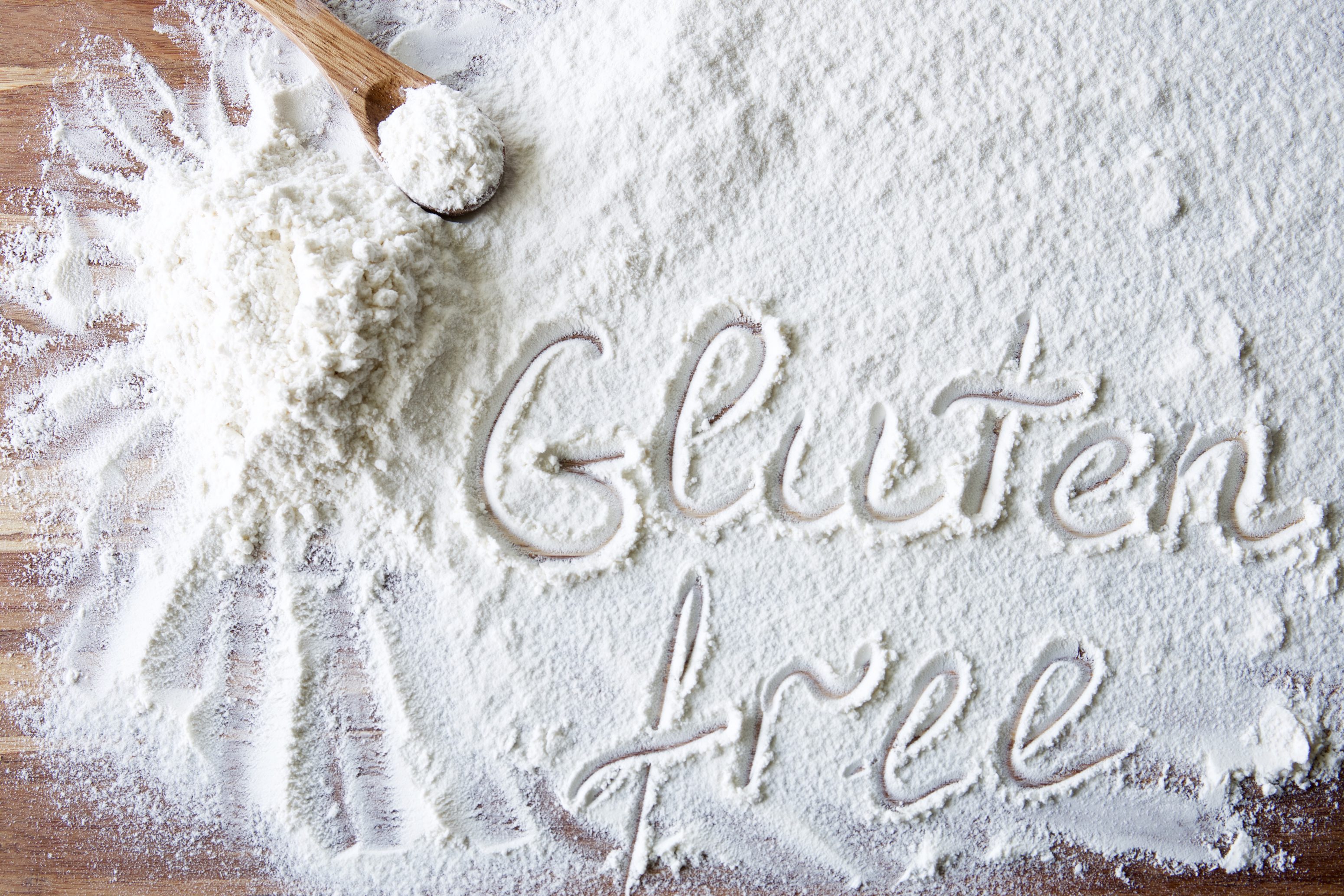 Word,Gluten,Free,On,Wood,Board,With,Flour